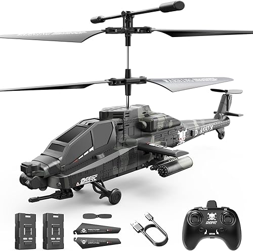 DEERC Helicóptero RC, avión RC para niños y adultos, helicóptero de control remoto de 2.4 GHz, tiempo de vuelo de 26 minutos, luces LED y retención