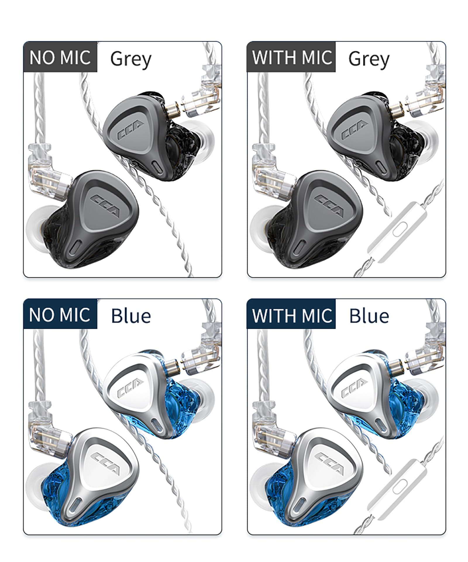 CCA CSN IEM In-Ear-Kopfhörer, 1DD 1BA CCA In-Ear-Kopfhörer, CSN Hörer, Schlagzeuger, Musiker, Stereo-Headset mit abnehmbarem C-Pin-Kabel für Kirche (mit Mikrofon, blau)