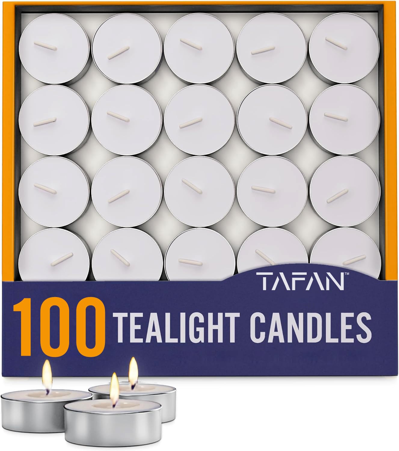 TAFAN™ Unscented Tea Light Candles 100 Pack | 2-3 hours, White, Smokeless, Long-Lasting for Home, Shabbat, Weddings, Diwali, Events, Emergencies | Mini Candles Bulk
