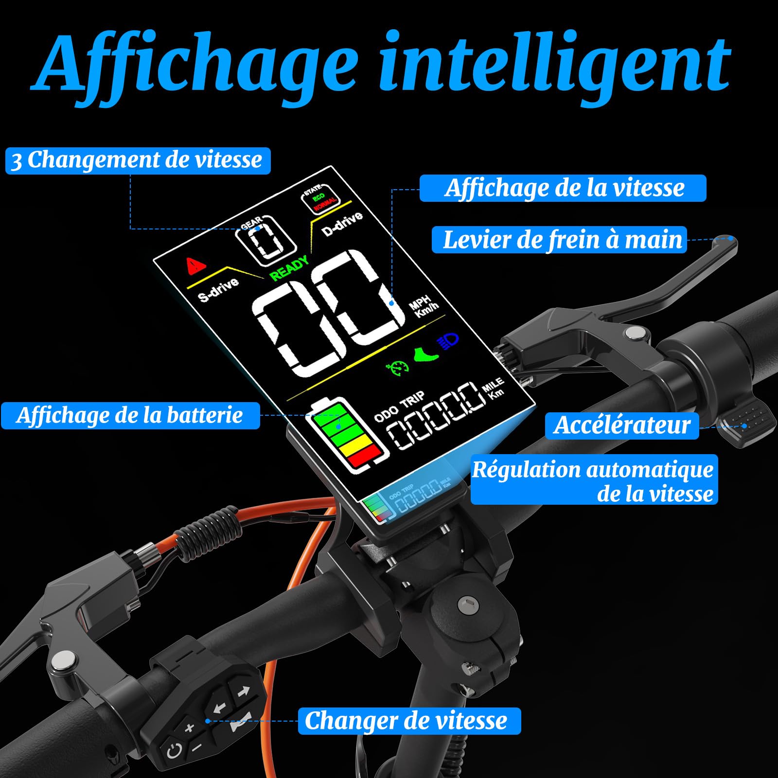JOYOR Trotinette Electrique Adulte S/Y/T Serie Autonomie 55-90KM Moteur 2000W Trottinette électrique Puissante Sportive Professionnelle Aventure Travail Pneus Tout-Terrain Scooter Electrique Adulte