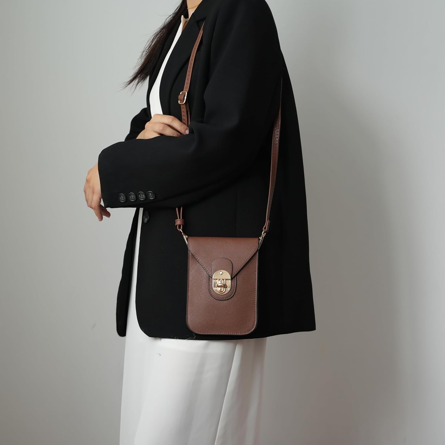 MKF Collection Small Crossbody Cell Phone Case for Women Fashion Turn Lock, Movil phone Bag Adjust Shoulder Strap by Mia K - Image 4