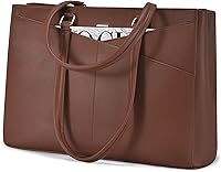 Vista 52 de LOVEVOOK Bolsa de mano para computadora portátil para mujer, bolsas de trabajo de cuero de 15.6 pulgadas con soporte grande para tazas para Negro