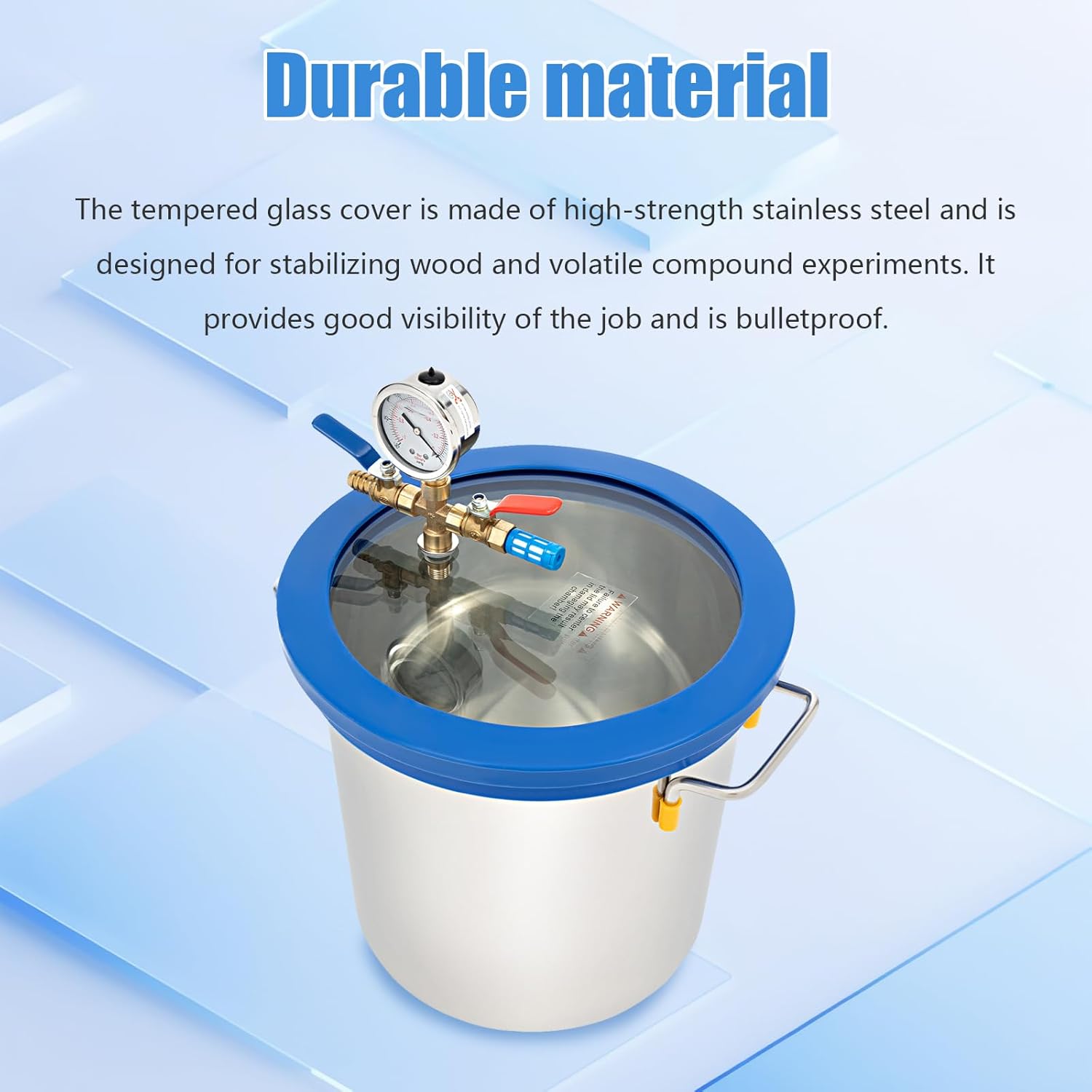 Vacuum Chamber, 3 Gallon - Stainless Steel with Lid Degassing Chamber Perfect, Low Noise Resin Vacuum Chamber Perfect for Stabilizing Wood, Degassing Silicones, Epoxies and Essential Oils