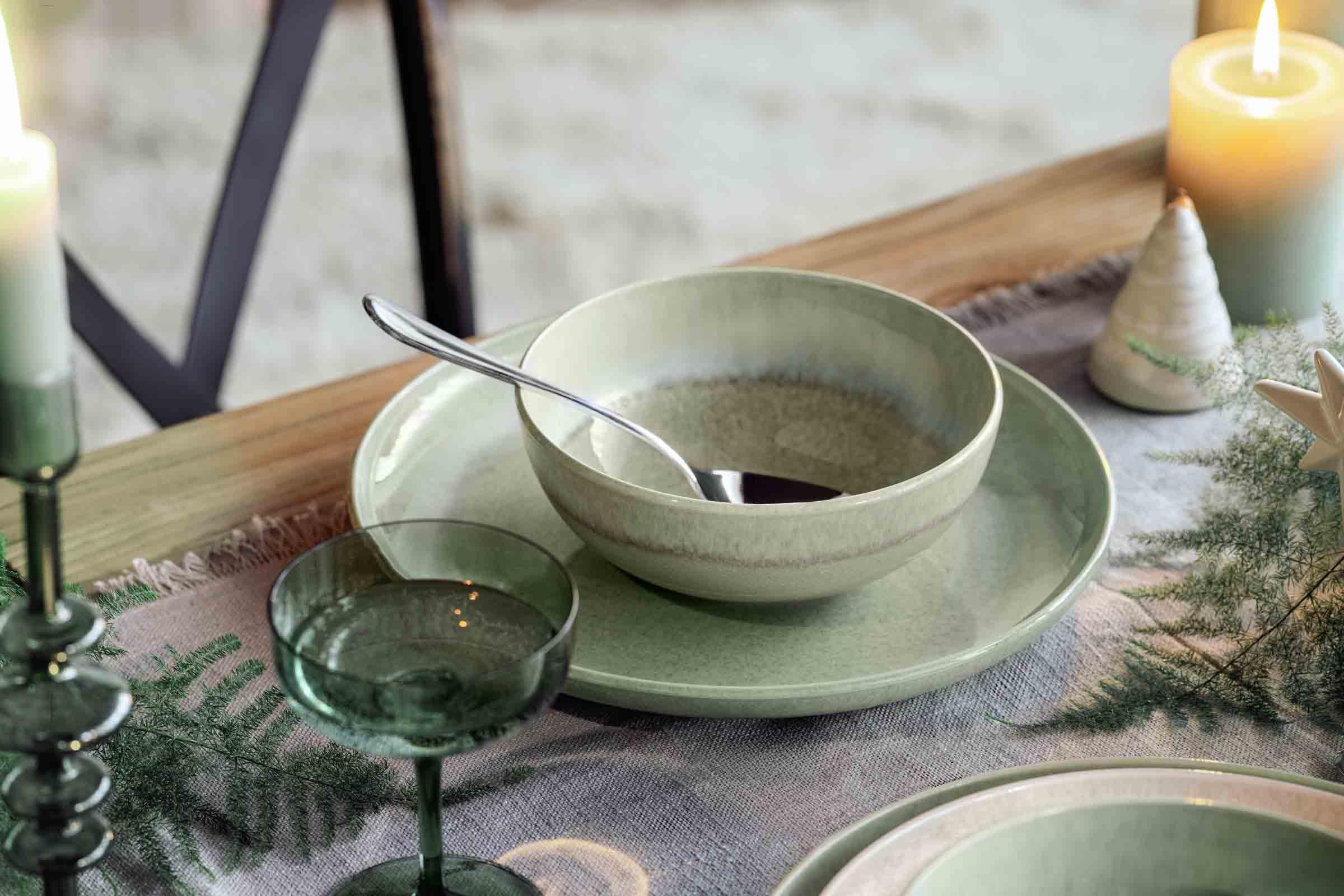 Villeroy & Boch like. by Perlemor Alga Bol 4er Set, 590 ml, Müslischalen mit Reaktivglasur, Premium Porzellan, Grün