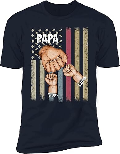 Miniatura 2 de NAZENTI Personalized Fist Bump Dad Grandpa Shirt Custom Father's Day Shirt Gift for Men on Fathers Day Birthday S-4XL