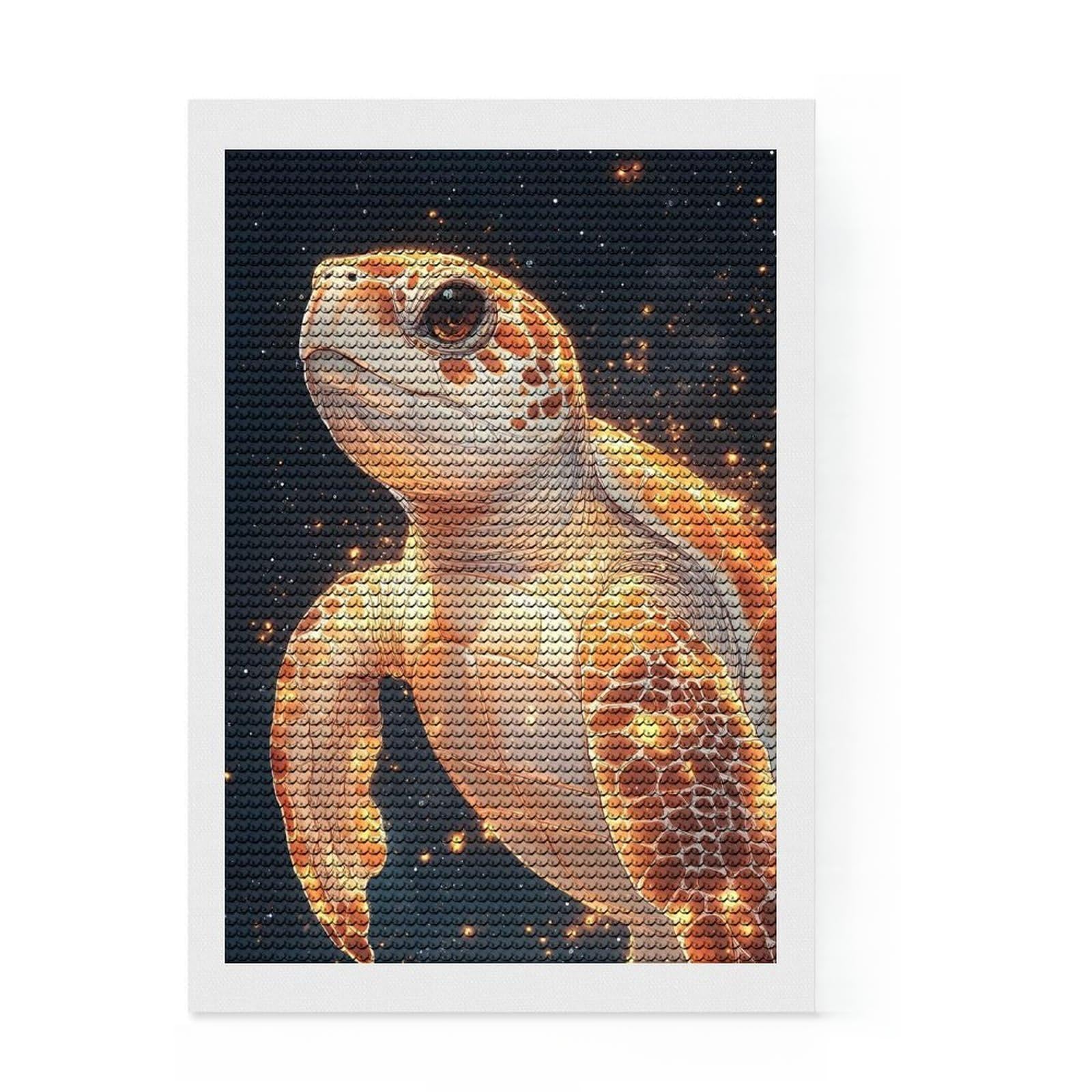 Junmoney Glowing Sea Turtle Diamond Art Kit 8"x12", Easy to Follow Symbols, Complete Accessories, Relaxing DIY Hobby, Home Wall Decor