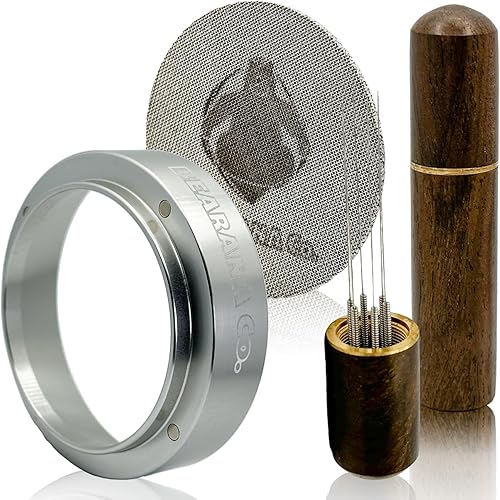 BEARANA Co. Juego de 3 anillos de embudo de dosificación para café de 2.008 in, distribuidor de agujas WDT, filtro de pantalla de disco de acero