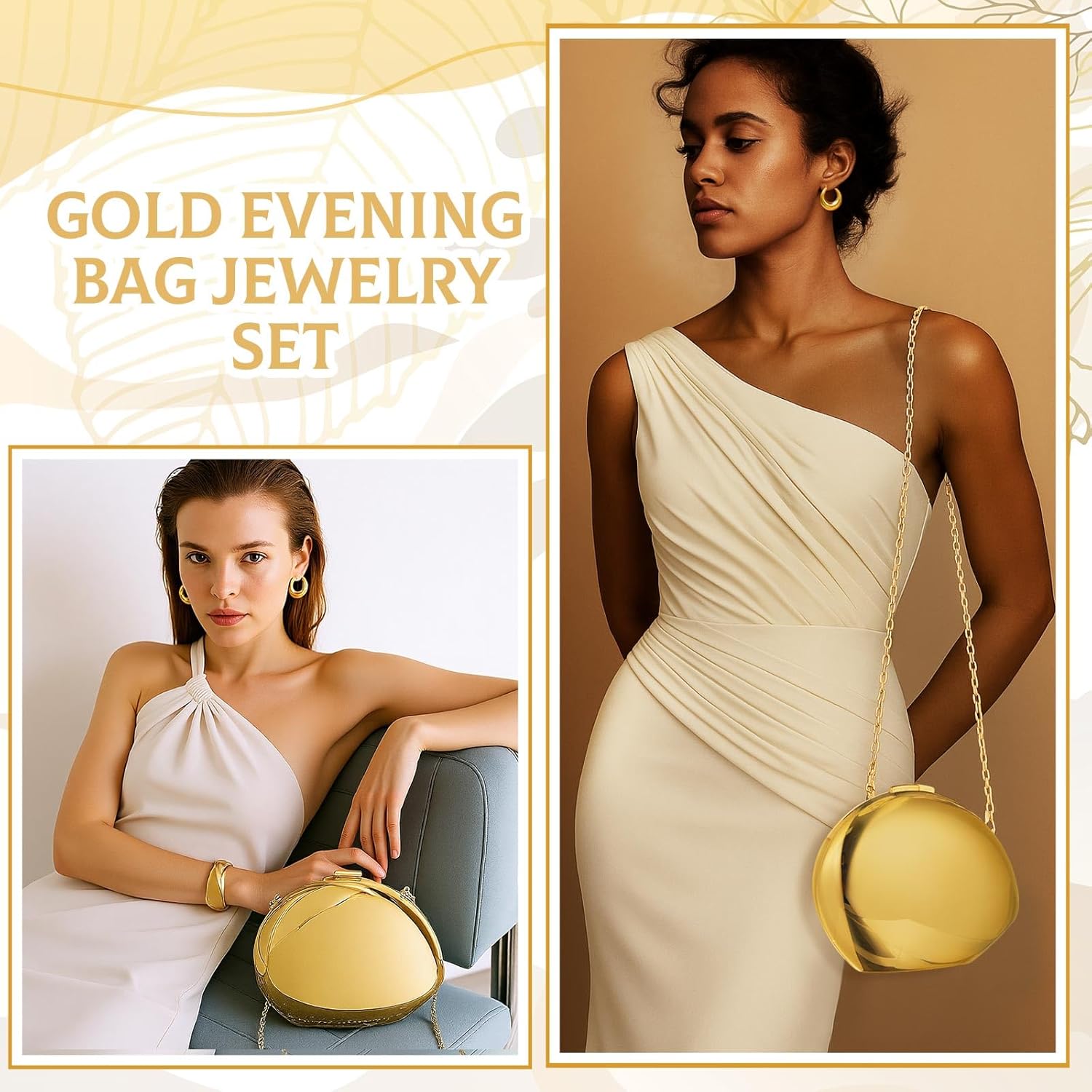 Quelay 3 Pcs Clutch Purse Jewelry Set for Women Purse Accessories Statement Jewelry Sets Formal Acrylic Evening Bag Bracelet Earrings for Formal Wedding Prom Valentine's Day
