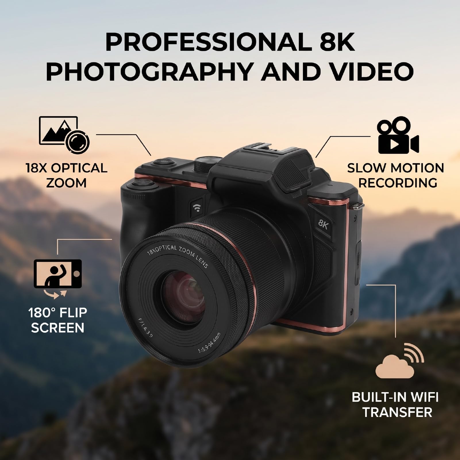 Appareil Photo Numérique 8K, Mise au Point Automatique WiFi 92