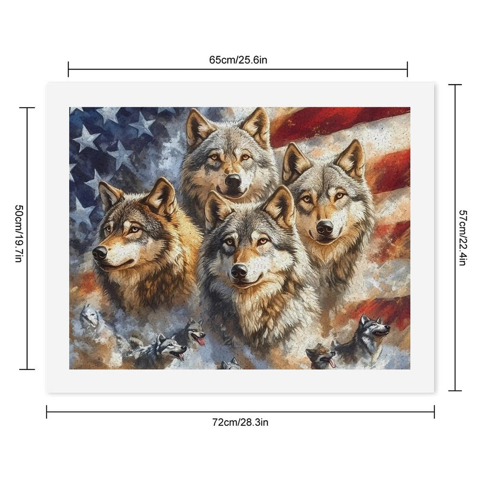 Malen nach Zahlen, Motiv: Wolf mit US-Flagge, für Erwachsene, Anfänger, bunt, DIY, einfaches Malen für Zuhause, Wanddekoration