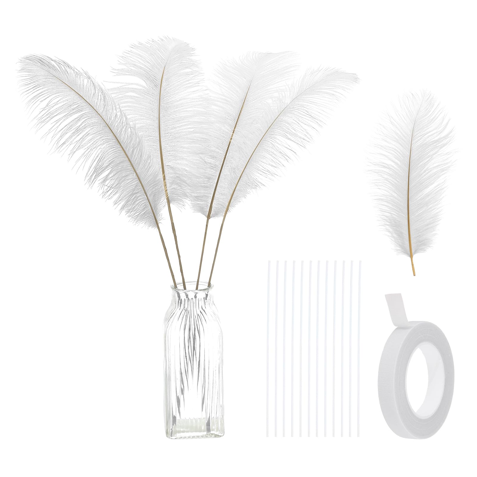 PATIKIL 12 Plumes D'Autruche Naturelles 12-14 Pouces / 30-35 CM Grand