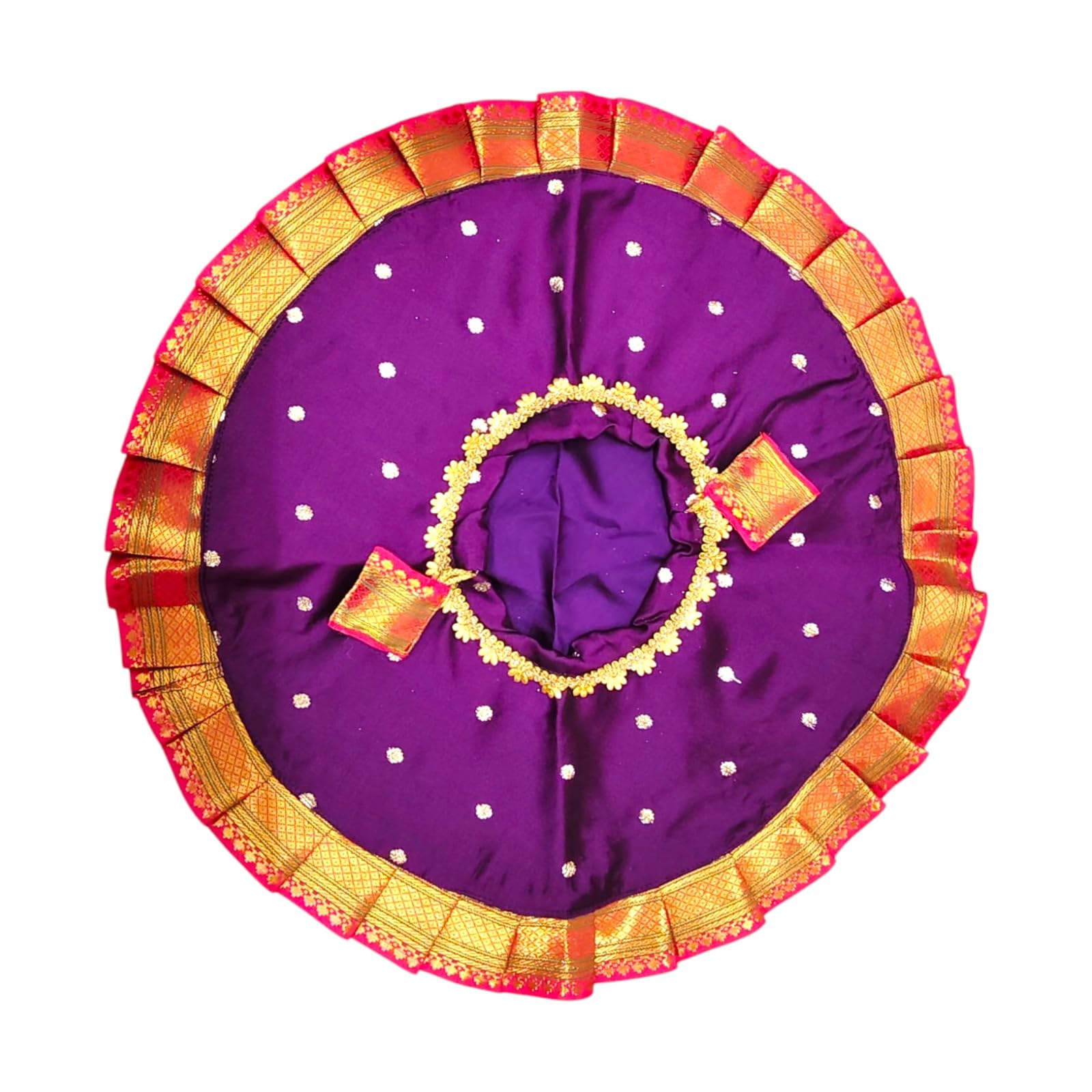 Traditional Wedding Oti Rumal | Purple with Gold Border | Decorative Bridal Gift Bag-image-45