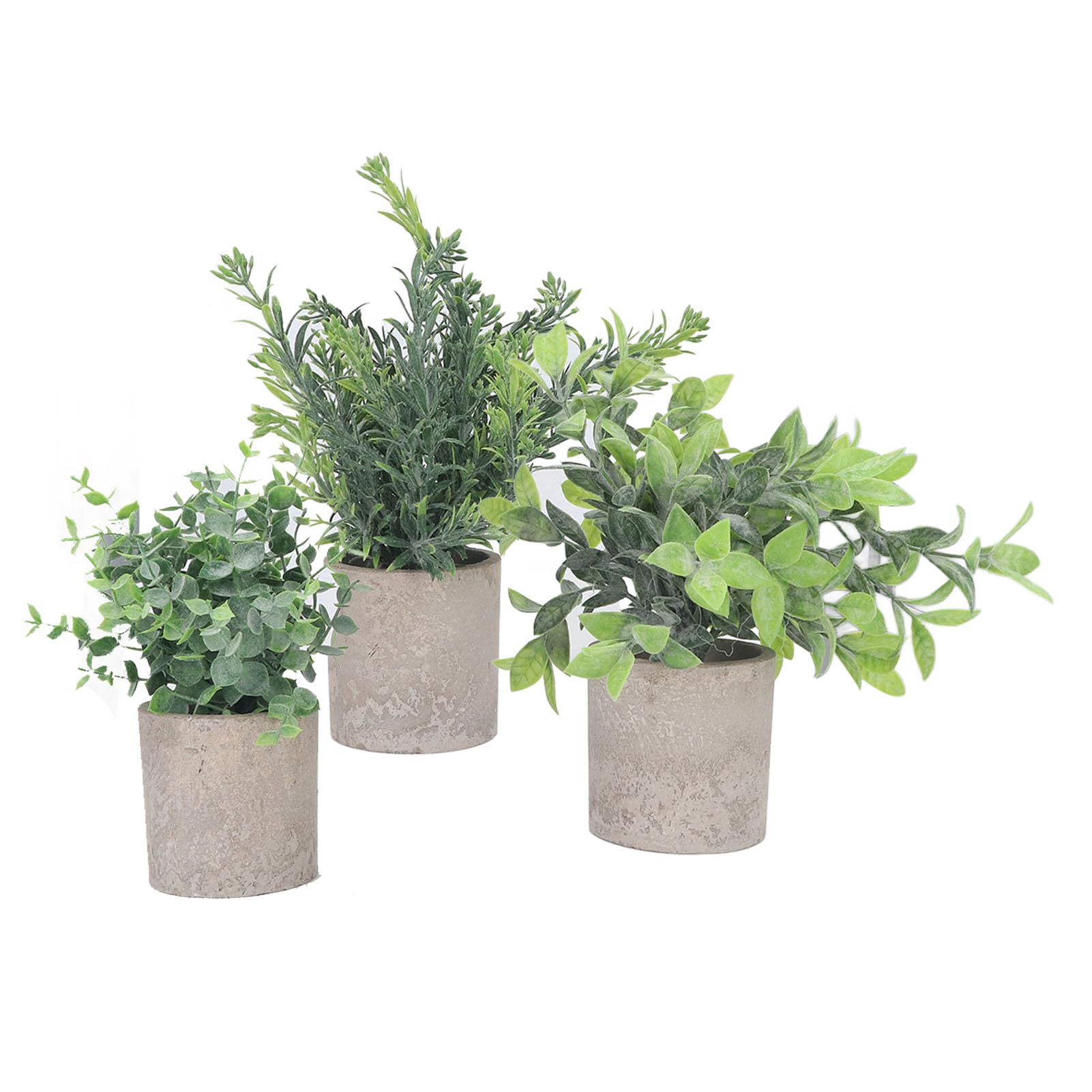 Paquete de 3 Plantas Artificiales de Eucalipto en Macetas de Plástico Falso Vegetación de Escritorio Decorativa Sin Necesidad de Riego para el Hogar Oficina Café Restaurant