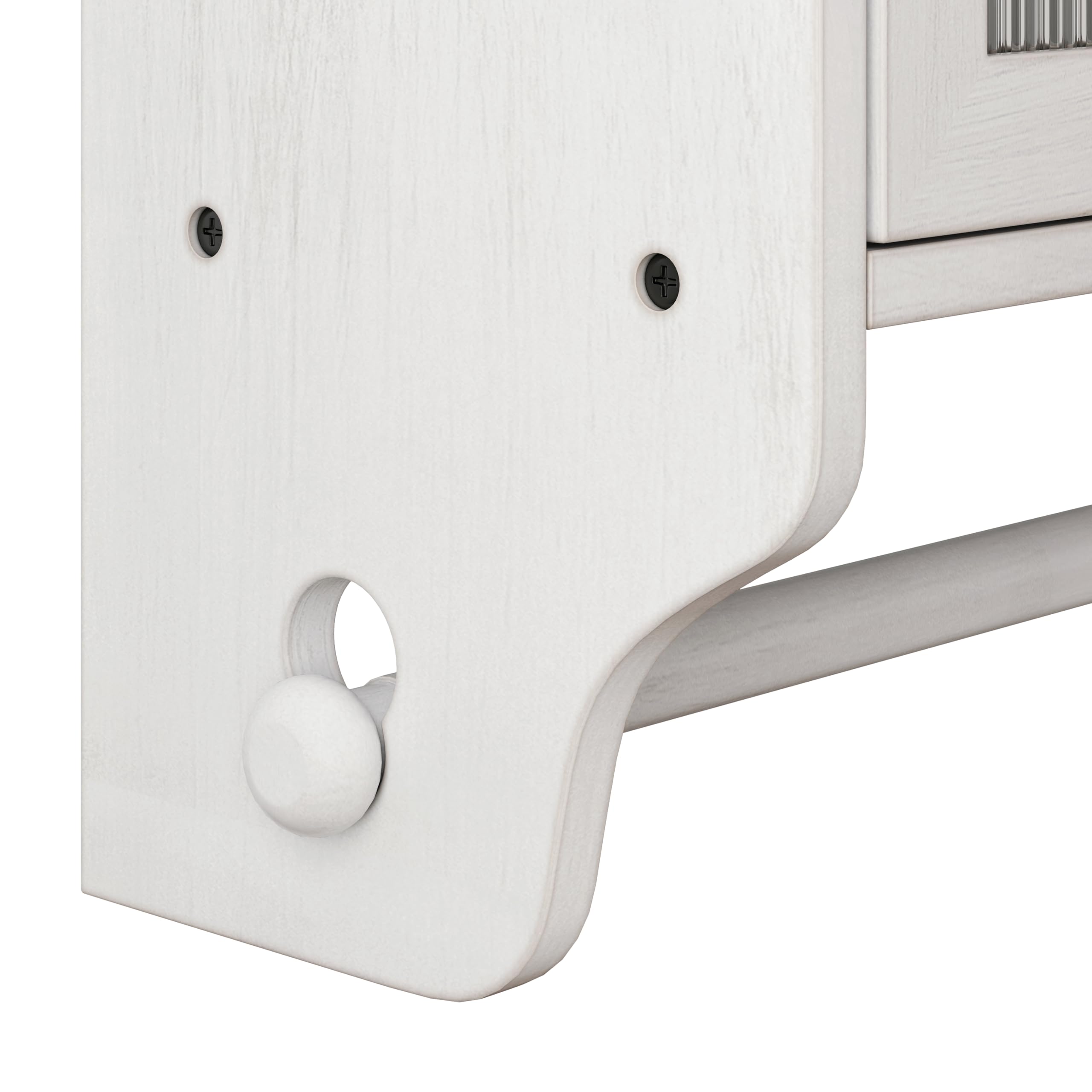 Gabinete de pared vintage de doble puerta de cristal con tres niveles de almacenamiento y estante de toalla, para baño, cocina o sala de comedor, blanco lavado (blanco)