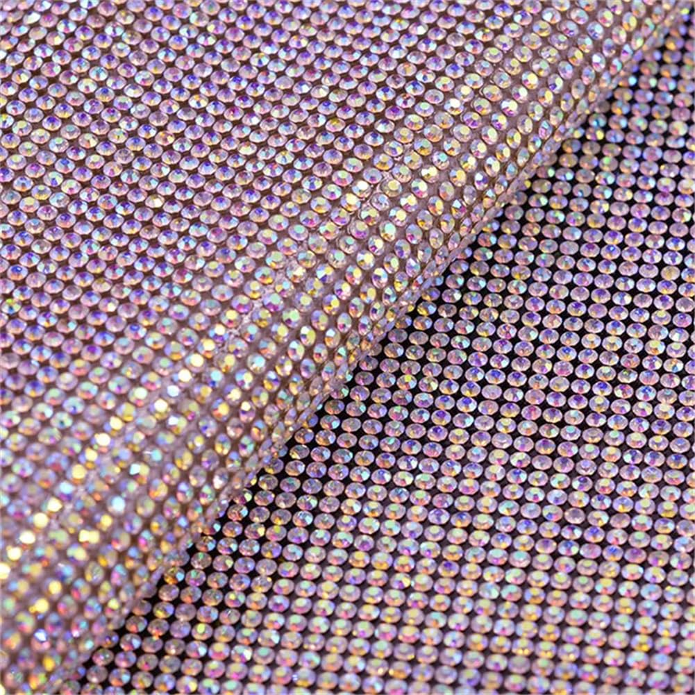 24 x 40 cm Topaze claire Hotfix Verre Strass Bordure en maille Cristal Feuilles de tissu Hot Fix Patchs Crystal AB Hotfix Design