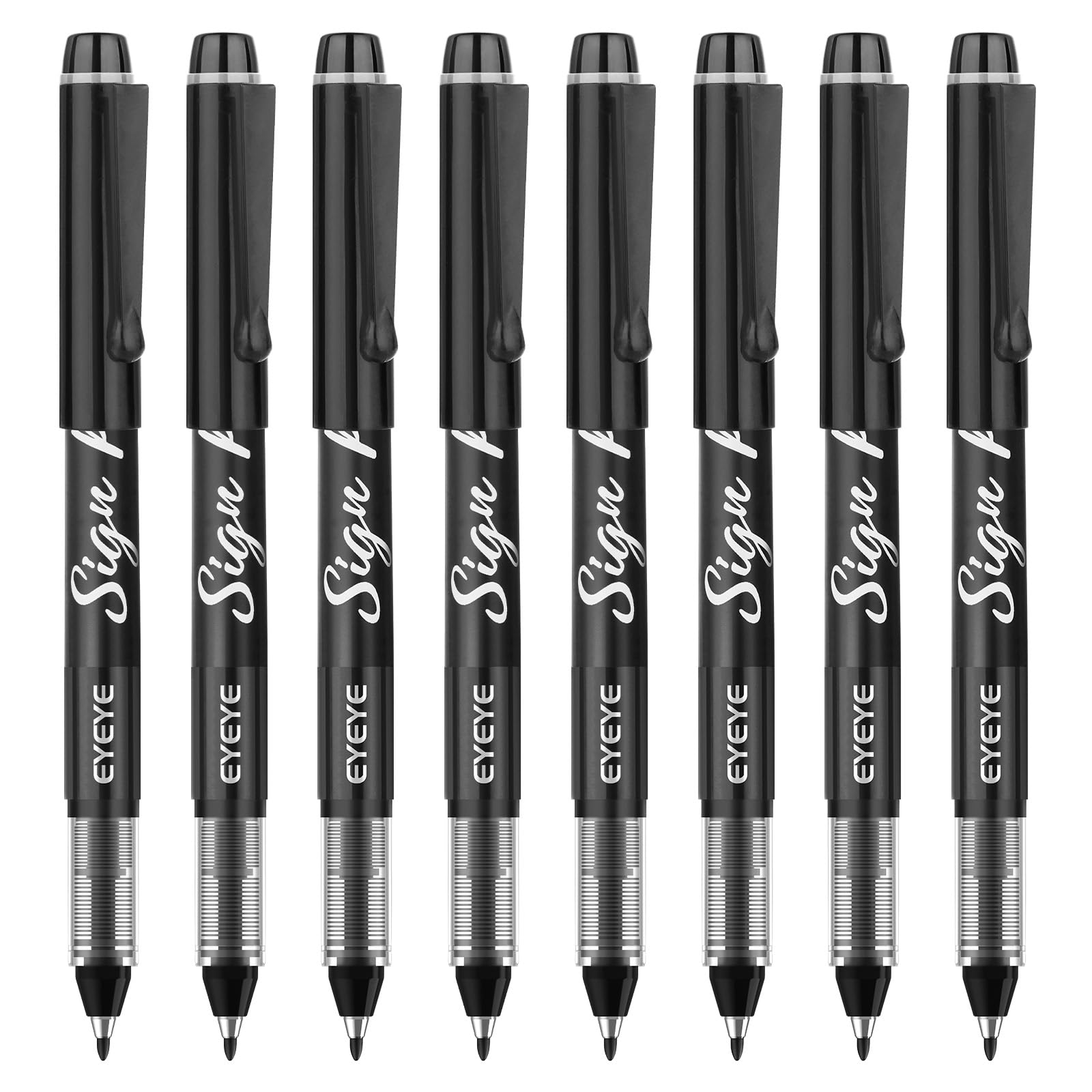 EYEYE Sign Pen Liquid Ink Tip Pack of 8 1.0mm Black — image 1