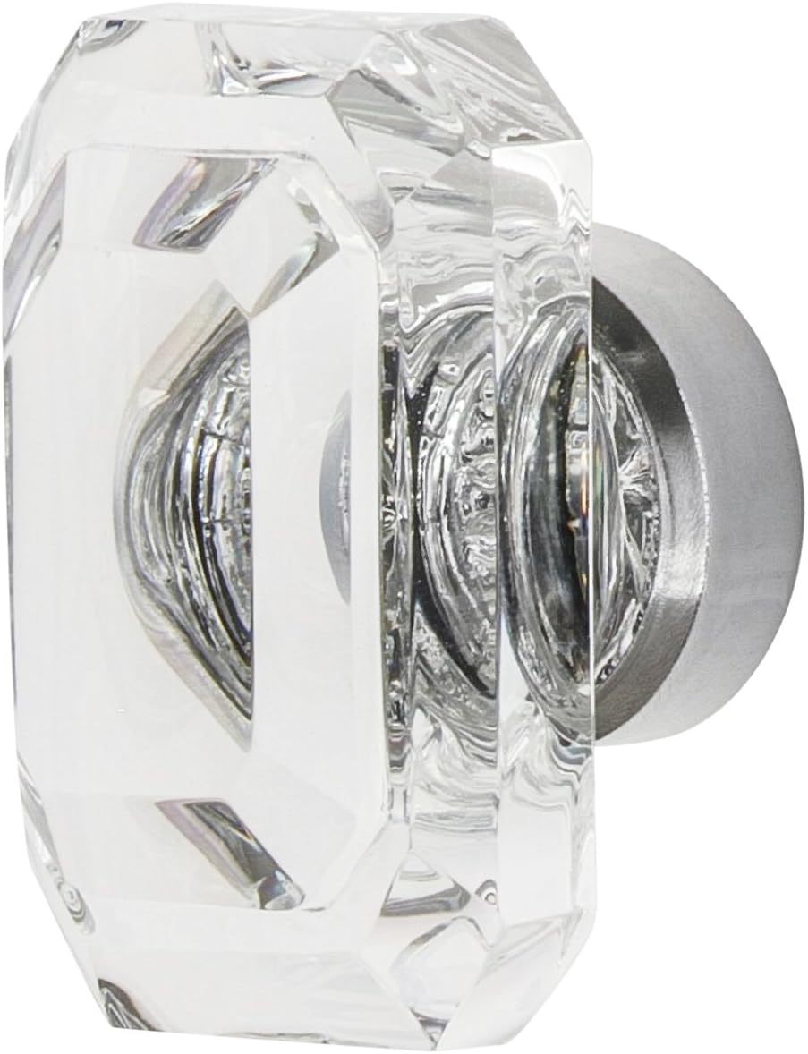 Nostalgic Warehouse 750025 Baguette Cut Clear Crystal Cabinet Knob, 1-9/16", Antique Brass