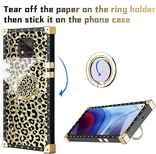 Miniatura 7 de Funda para Moto g Power 2021, funda Moto g Power para mujer, diseño de leopardo, de lujo, con purpurina dorada, de silicona, a prueba de golpes,