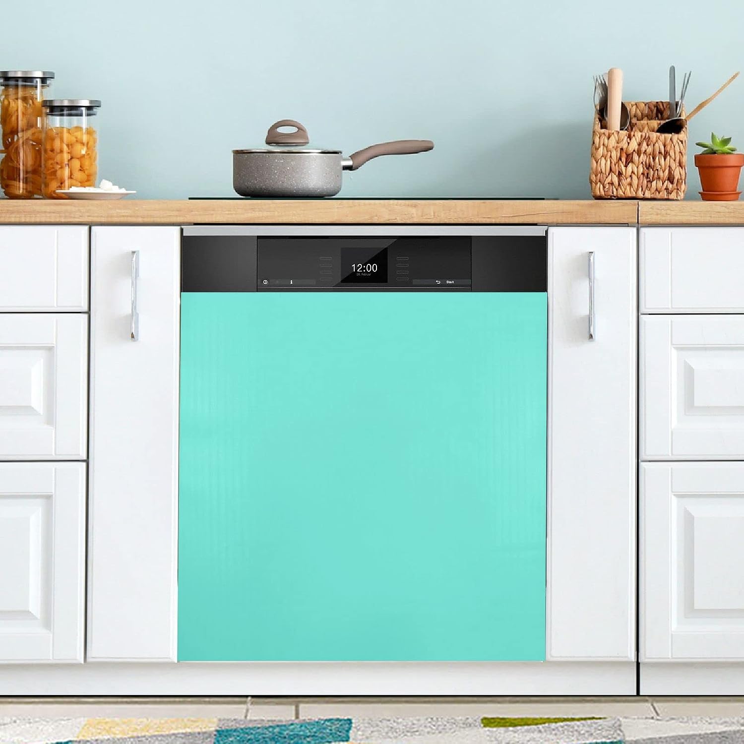 Turquiose Teal Dishwasher Magnet Cover Magnetic Sticker Dish Washer Door Panel Cover Fridge Kitchen Appliance Magnet Decal Sheet Decor 23x26 inch