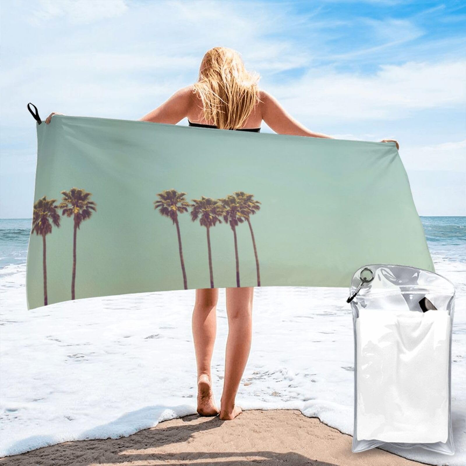 KAPPTYY Palm Tree Print Quick Dry Towel Bath Shower Beach Wrap For Gym Vacation Adults