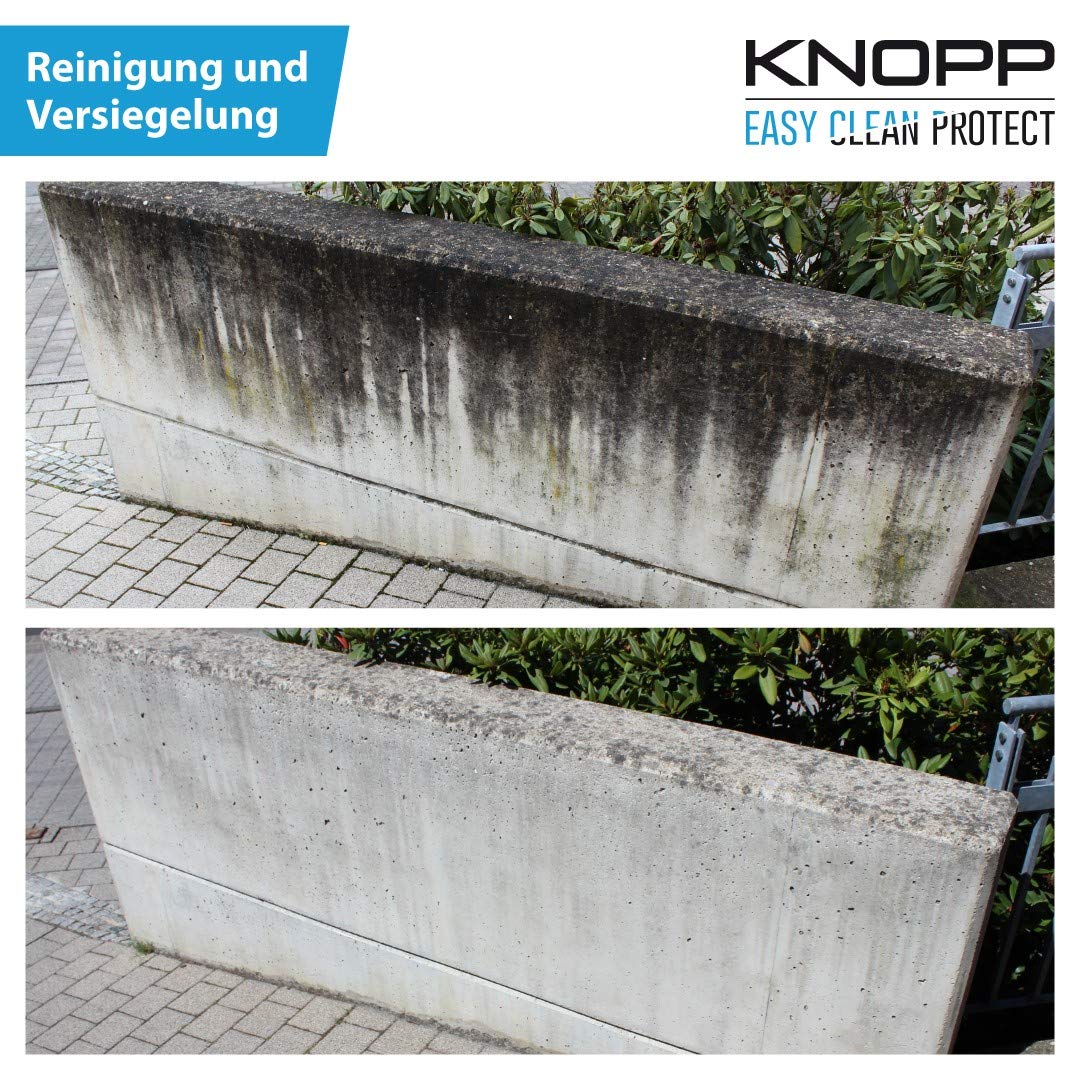 KNOPP Flechtenentferner, Flechtenex, Terrassenreiniger, Pflastersteinreiniger, Waschbetonplattenreiniger, Grünbelagentferner, Algenentferner, Algenvernichter, Steinreiniger; gebrauchsfertig, 1l