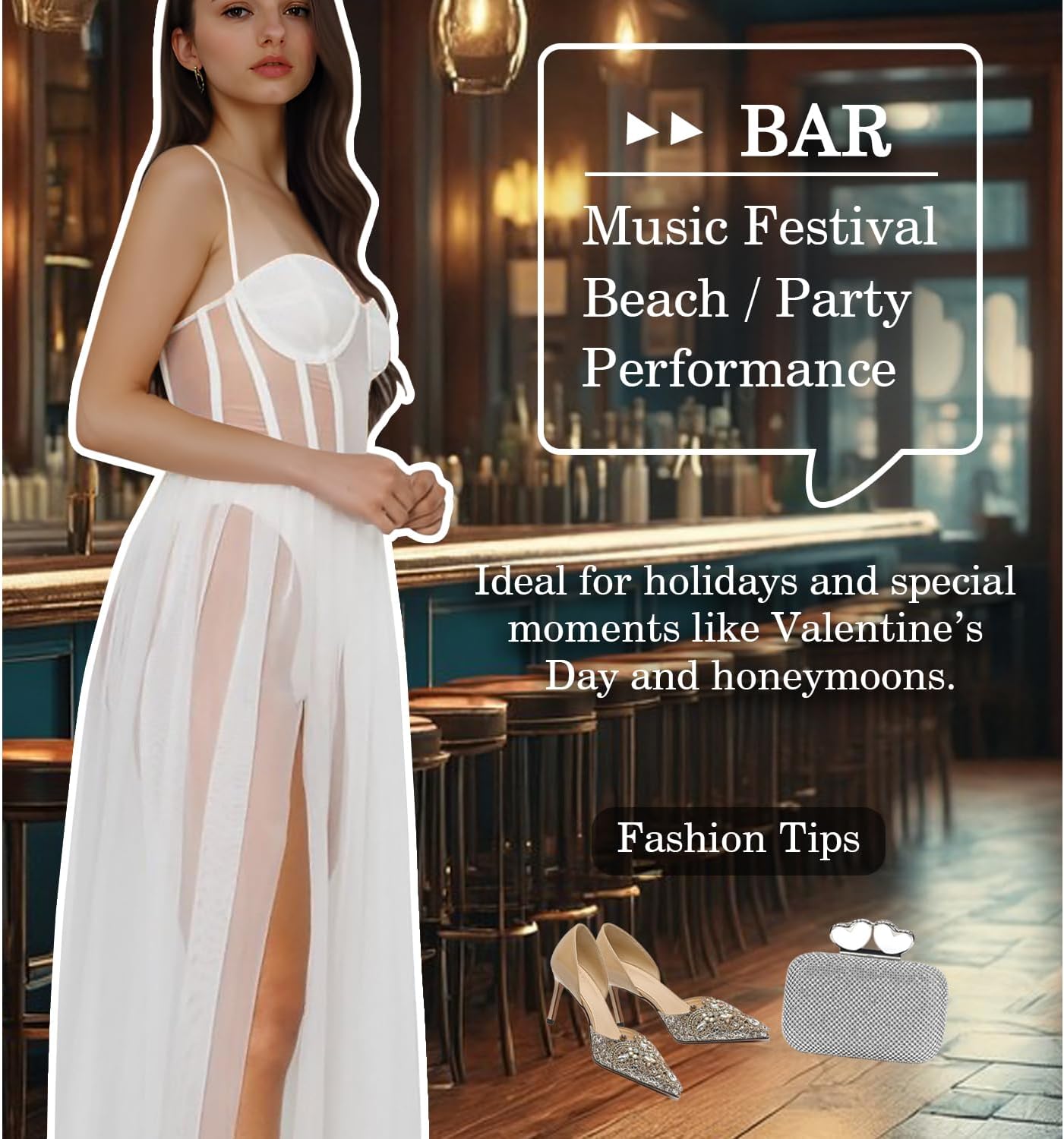 Women's Waist Cinched Mesh Dress Spaghetti Straps Built - in Lingerie Bodycon Dresses Club Party Long Dresses