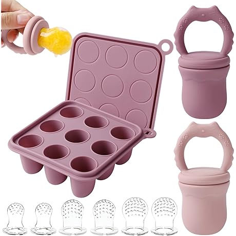 Lilac Silicone Baby Teether Feeders and Food Trays for Breast Milk Popsicles