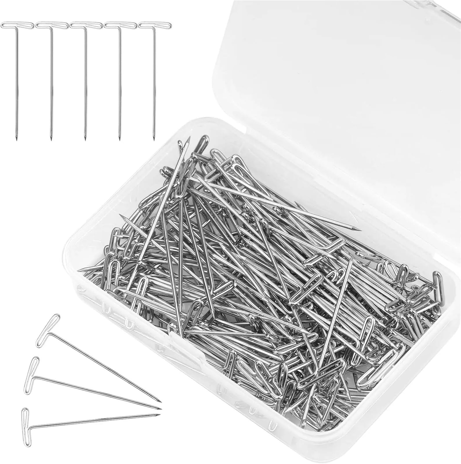 480Pcs Stainless Steel T Pins for Wig Making, Knitting Blocking & Crafts