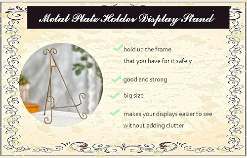Miniatura 5 de Soporte de placa para exhibición, 10 pulgadas, grande, marco de metal para imagen, bandeja decorativa, libro, caballete de fotos