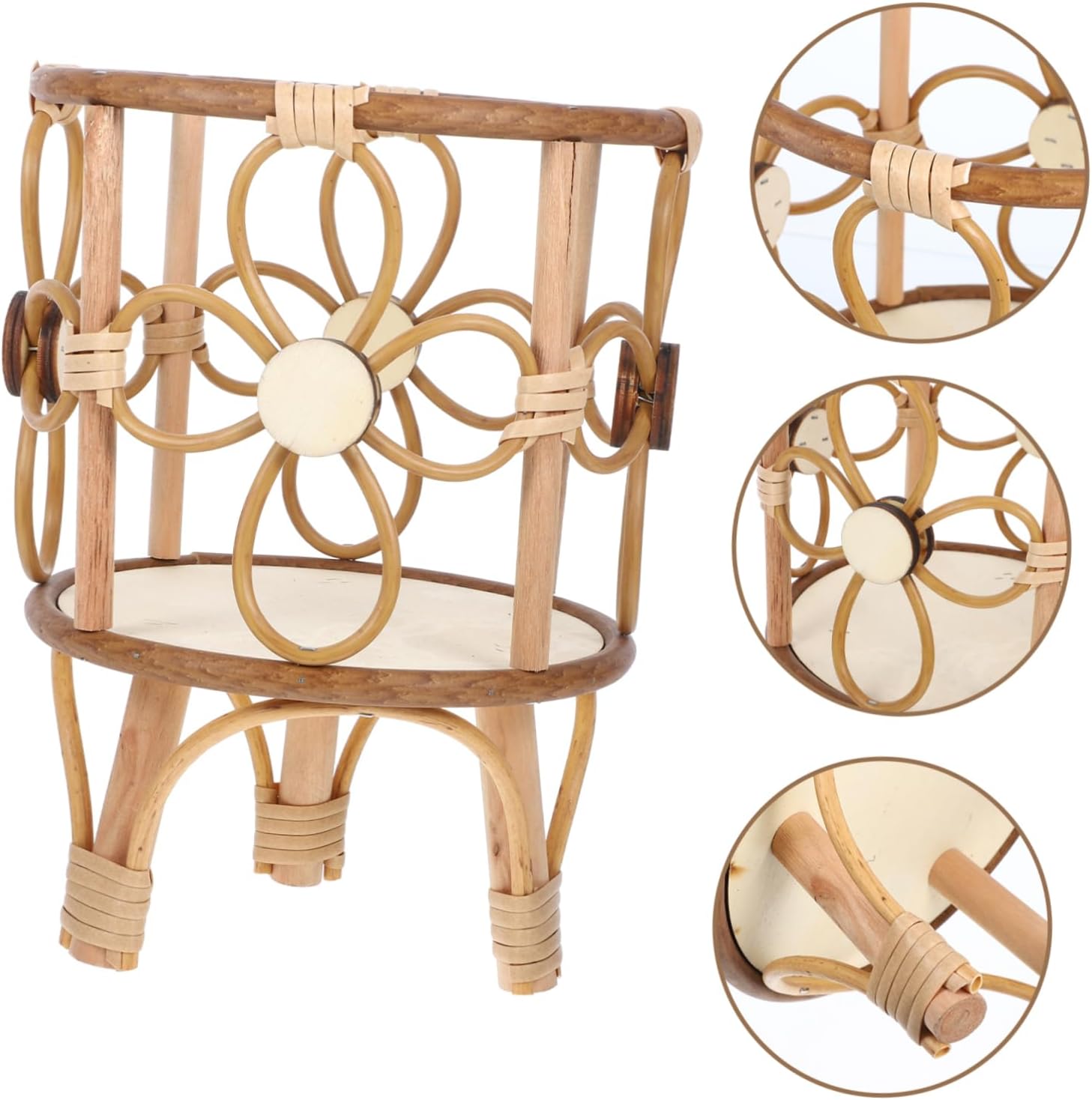 Handwoven Rattan Plant Stand with Legs Heavy Duty Flower Pot Holder for Use Elegant Display Rack for Garden Planter and Bonsai Pots