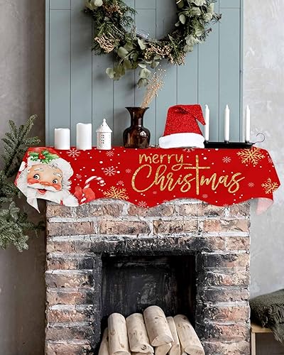 Miniatura 5 de Funda para bufanda de chimenea de Papá Noel rojo, decoración de mantel de Navidad, copo de nieve de Navidad, estante superior para chimenea, bufanda