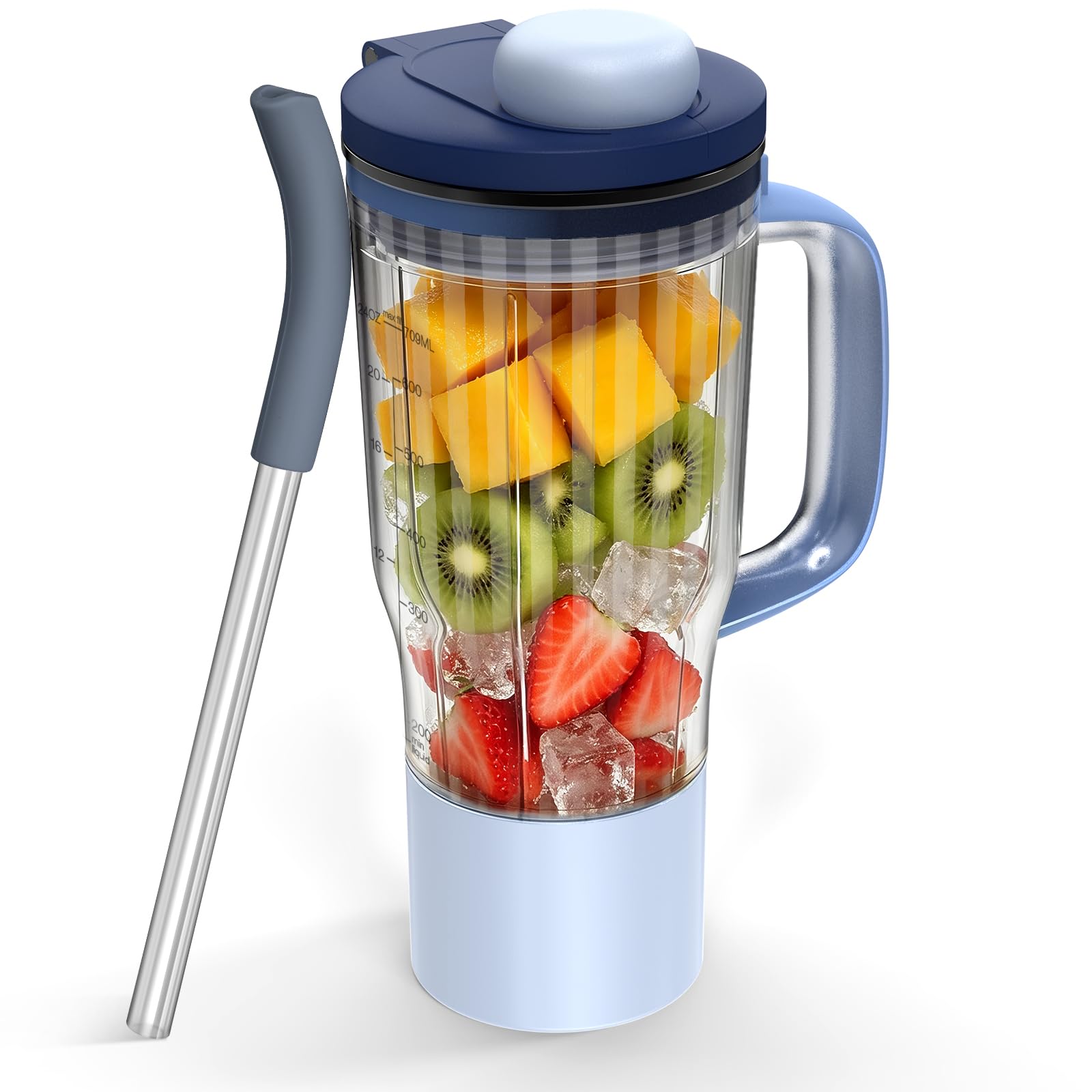 710 ml Reisebecher Ersatz für Ninja BlendBOSS Mixer | Persönlicher Smoothie-Becher mit Ausgussdeckel und abnehmbarem Strohhalm, kompatibel mit Ninja DB351 DB301 Serie (Cyberspace)