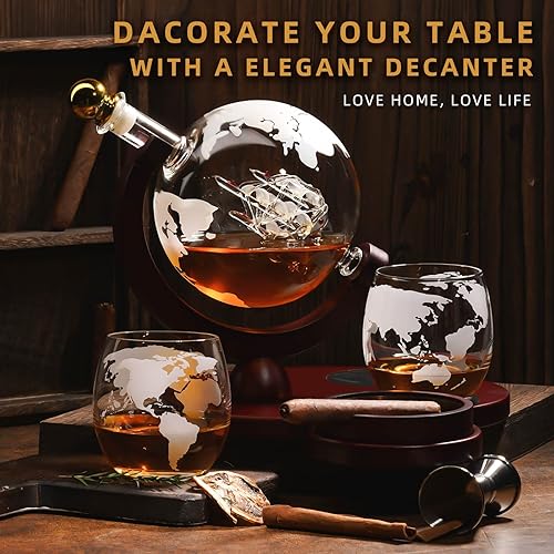 Miniatura 7 de FATHER'S DAY Oaksea Anniversary Unique Gifts for Dad Him Men Husband Boyfriend Boss, Whiskey Decanter Set with Glasses, Birthday Wedding House