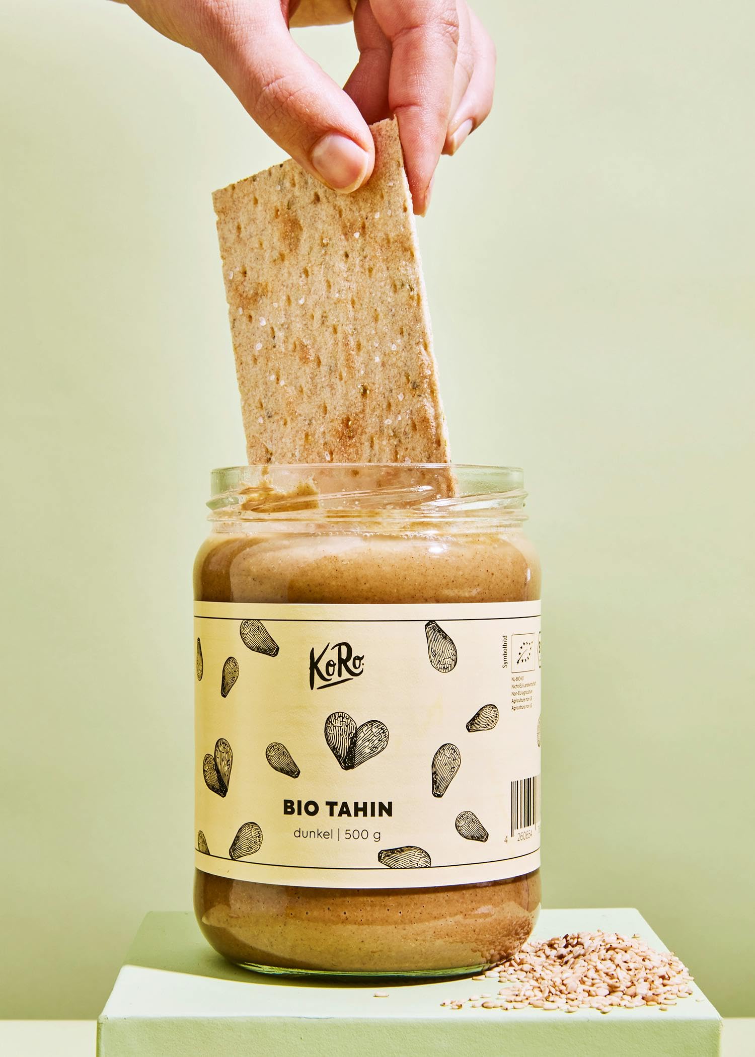 KoRo - Tahina scura bio 6 x 500 g - 100% semi di sesamo non decorticati - Ideale per hummus e salse - Extra cremosa - Senza additivi