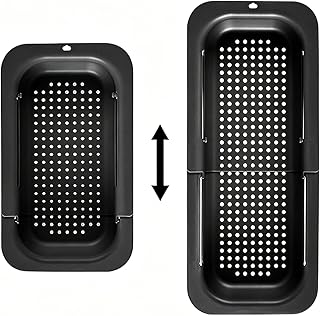 Colador para fregadero, colador multifunción para cocina, colador de cocina extraíble, cesta de drenaje para camping, ensaladas, escurre pasta, verduras, frutas, vajilla (negro)