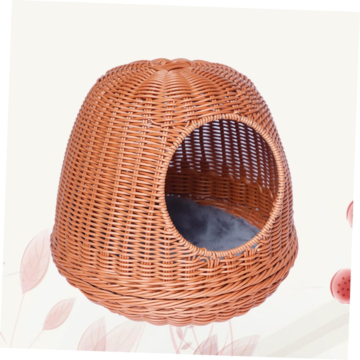 MERRYHAPY Willow Round Cat Dog Nest Handmade Pet Supplies Summer Cooling Abrasion-Resistant Waterproof Breathable
