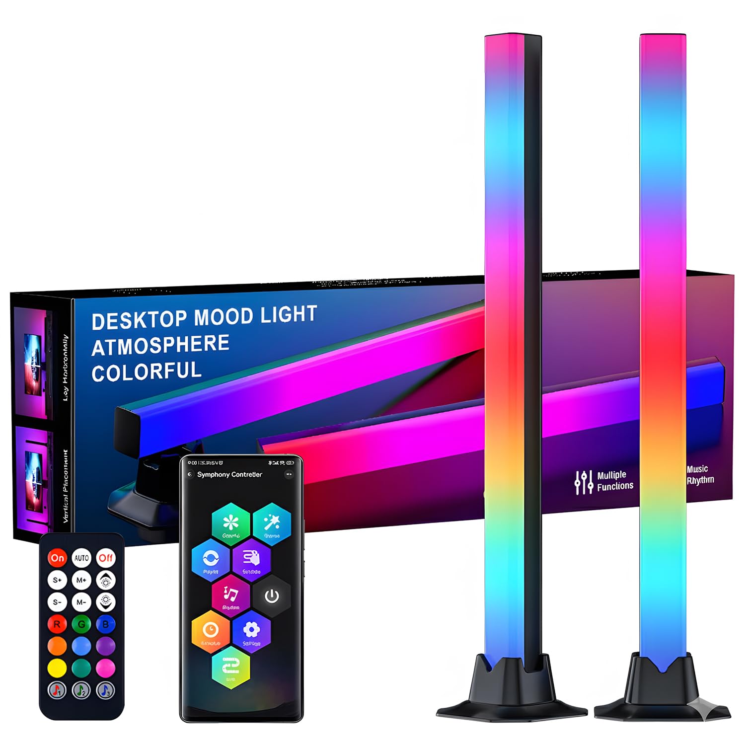 Barra de Luz LED RGBIC 42 cm, Lámpara Gaming USB con App Bluetooth, Iluminación 270° y Sincronización Musical, Luz Ambiente para Monitor, TV y Escritorio