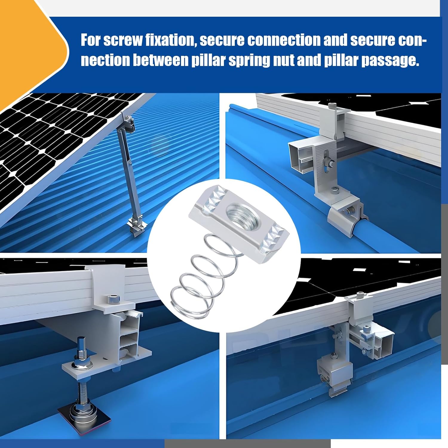 Glarks 10pcs Strut Channel Nuts with Standard Spring Kit, Thread 1/4in Spring Channel Nuts, Long Spring Nuts, Spring Strut Nuts for Strut Channel Mounts Solar Panel