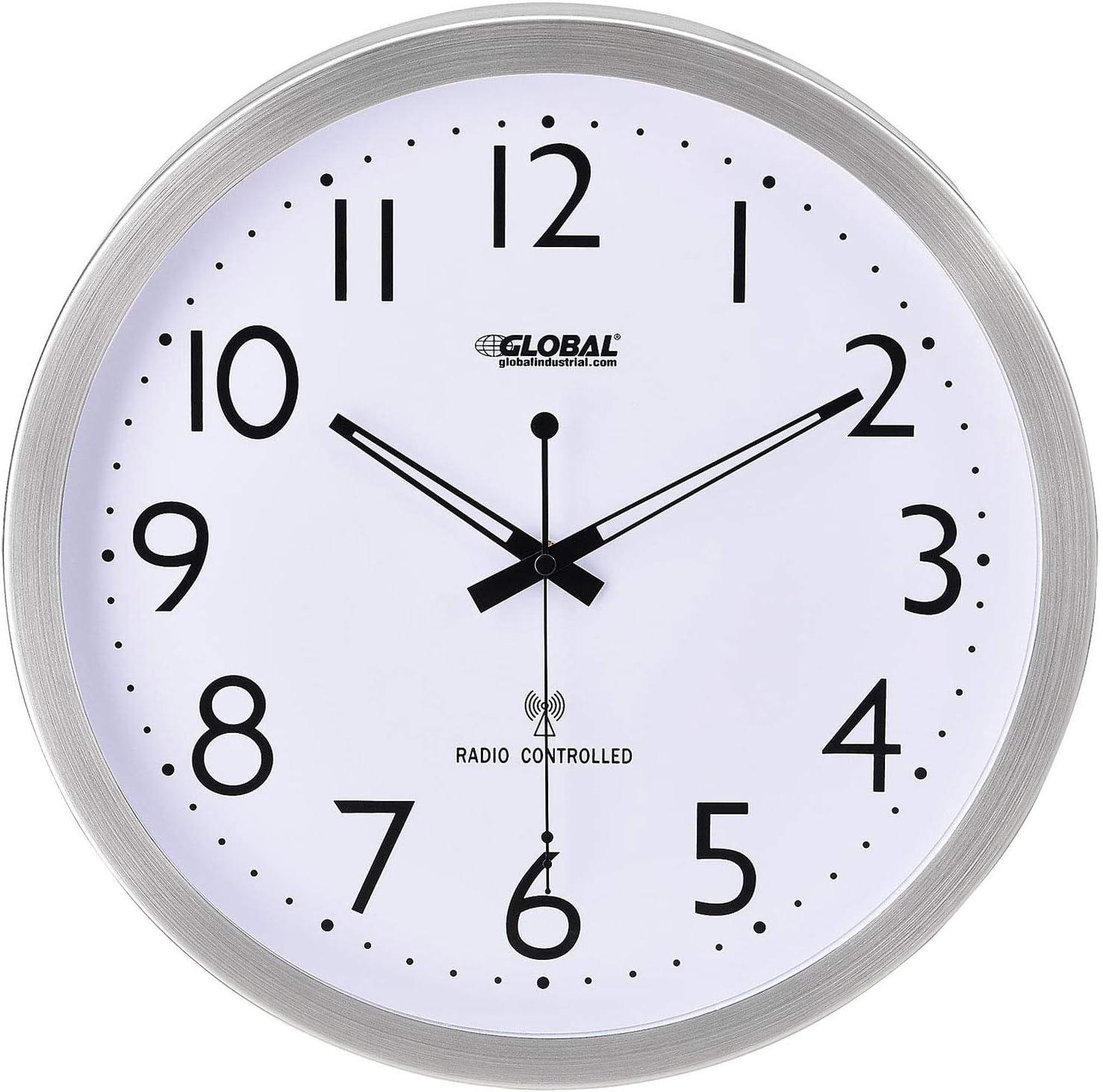 Global Industrial 14" Atomic Wall Clock, Stainless Steel