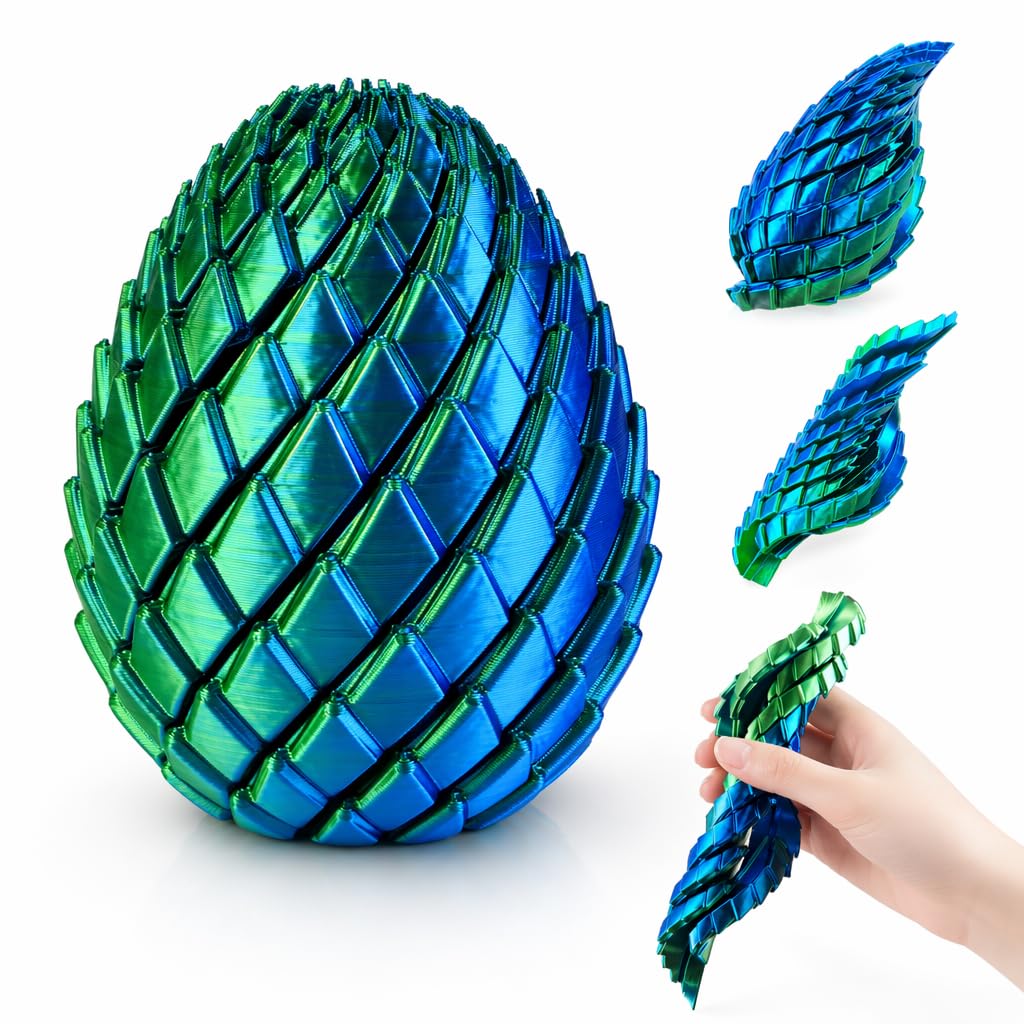 3D Printed Fidget Toy, Laser Green Twisting Egg, Stress Relief