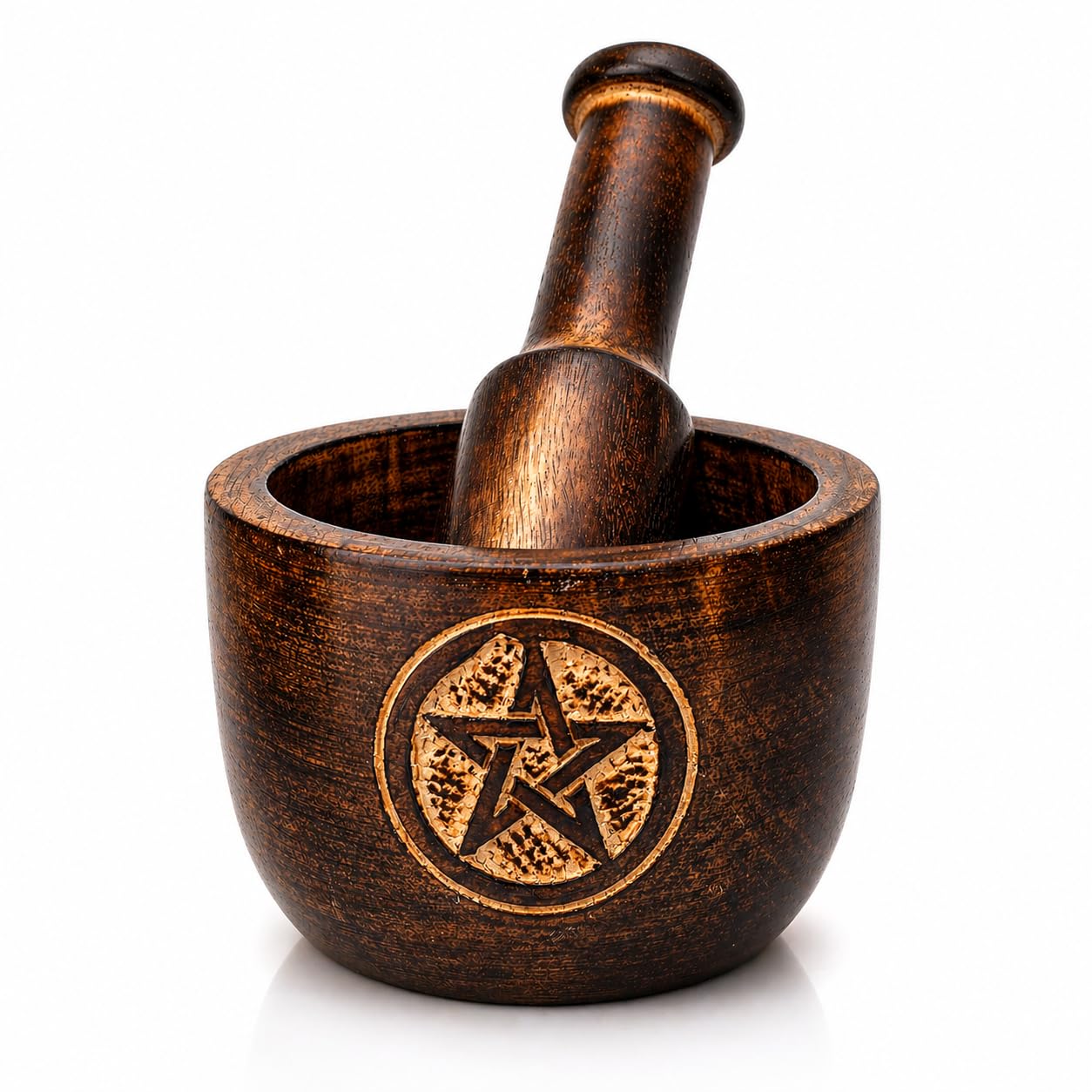 Handmade Wooden Mortar & Pestle Set, Herb Spice Garlic Masala Grinder Bowl