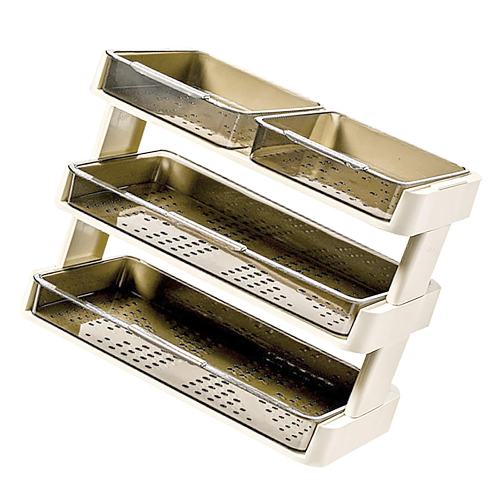Scaffale portaoggetti da cucina a 3 ripiani, multifunzionale, per piano di lavoro, camera da letto, bagno, in plastica, rimovibile, color bianco crema, salvaspazio e versatile