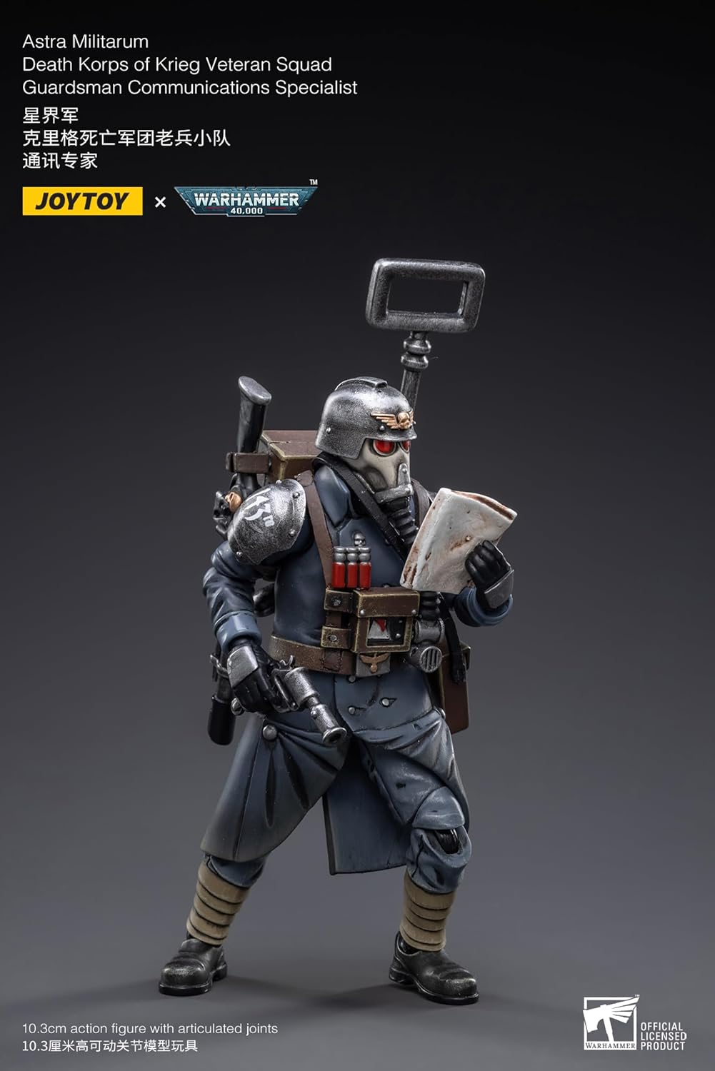 JOYTOY Warhammer 40k 1/18 Action Figure Astra Militarum Death Korps of Krieg Veteran Squad Guardsman Communications Specialist 4-inch Collectible Gifts,Toys for Kids 15+ and Adults Pre-Order