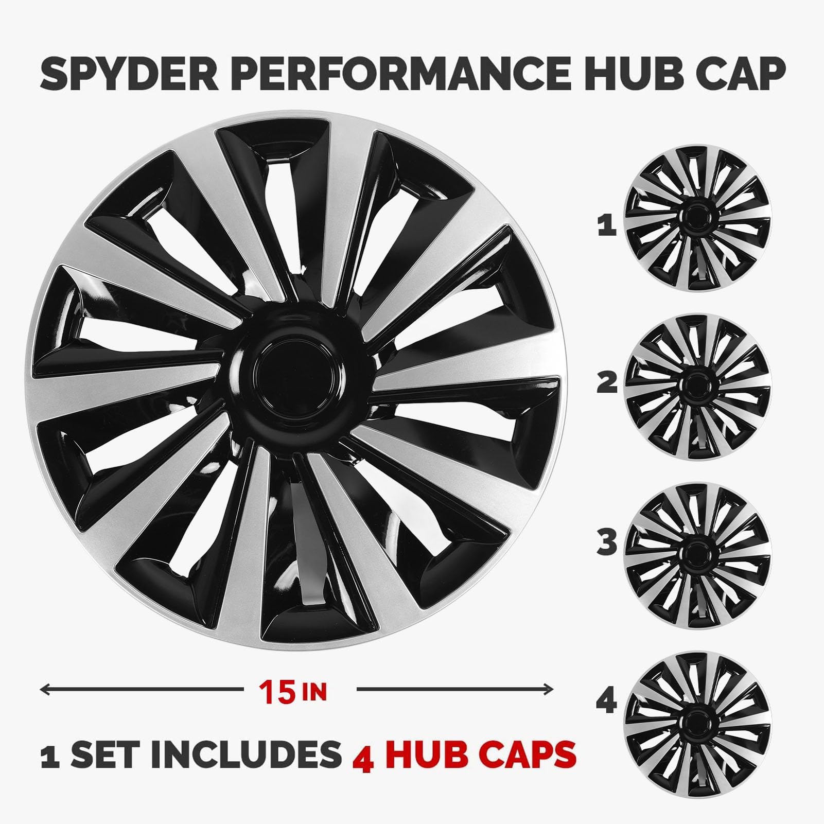 Capuchon de Moyeu D'enjoliveur de Roue de 15 Pouces, Accessoires Décoratifs de Roue de Capuchon de Jante de Voiture ABS pour Toutes Les Jantes en Acier de 15 Pouces