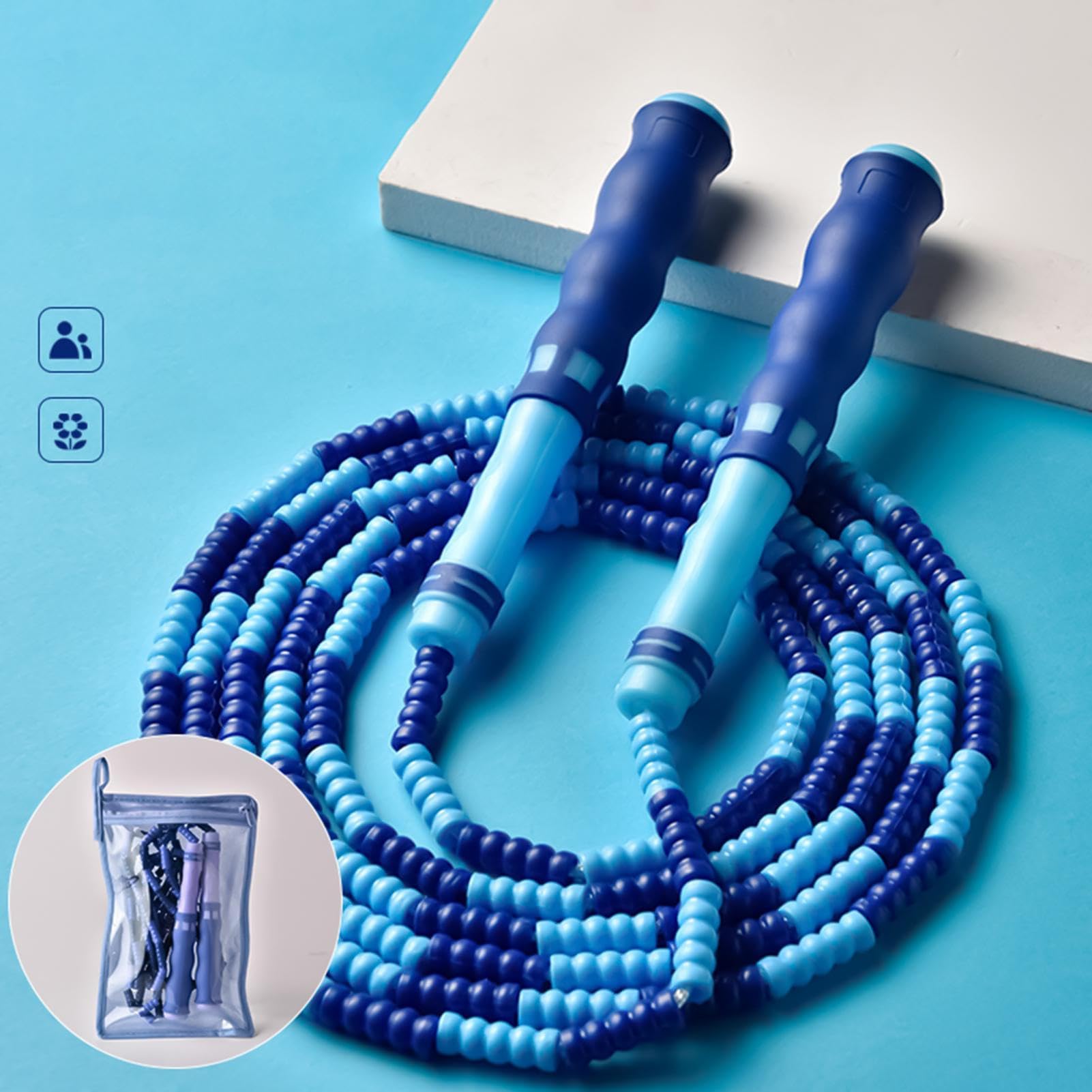 Corde à Sauter Perlée Réglable - Anti-enchevêtrement Pour Fitness Enfants Et Adultes