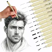 Kit 12 Canetas Canetinhas Profissional Nanquim para Mangá Desenho Técnico Artístico Lettering Brush Sakura Caligrafia Kit Precisão Projetos Caligrafia Qualidade Linha Super Premium Std