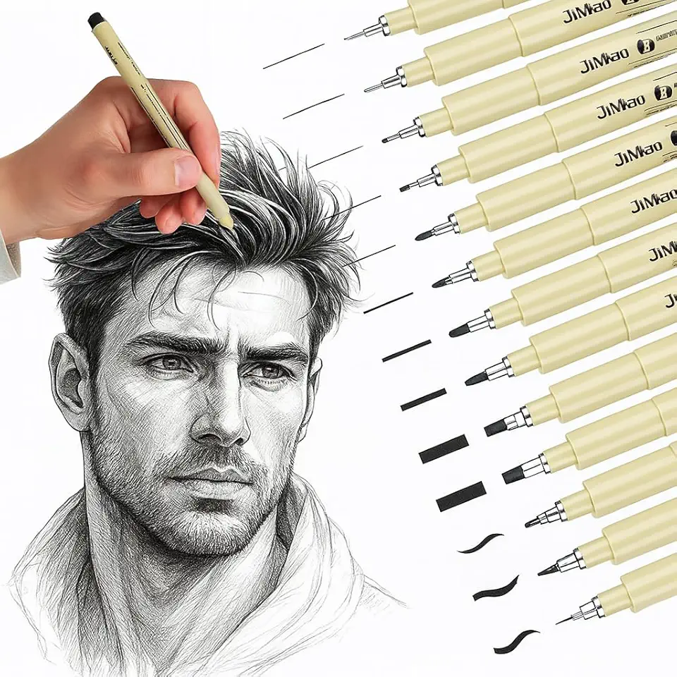 Kit 12 Canetas Canetinhas Profissional Nanquim para Mangá Desenho Técnico Artístico Lettering Brush Sakura Caligrafia Kit Precisão Projetos Caligrafia Qualidade Linha Super Premium Std