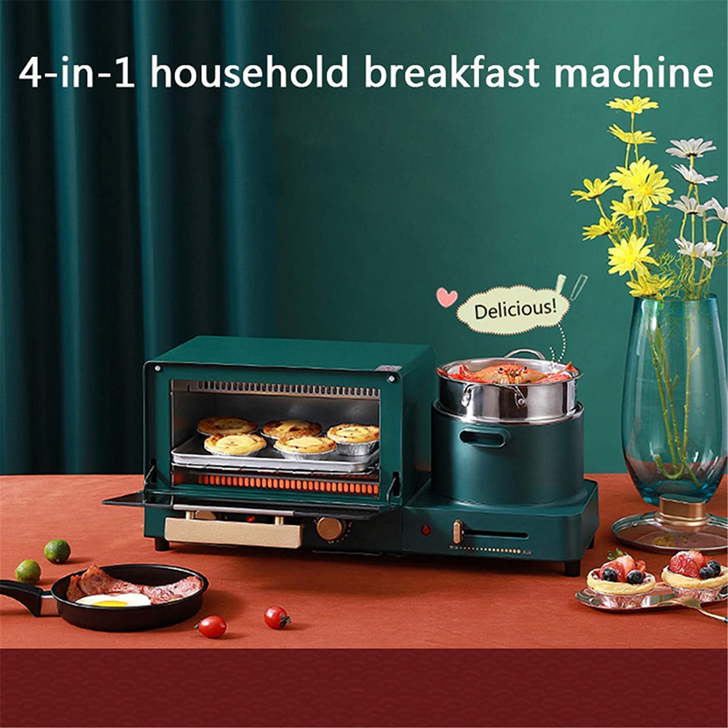 Oven Solo Forno a microonde in Silver Tact Fornello alogeno a convezione Premium Ideale per arrostire, cuocere al Forno Mini Forno con Controllo della Temperatura Regolabile Utile