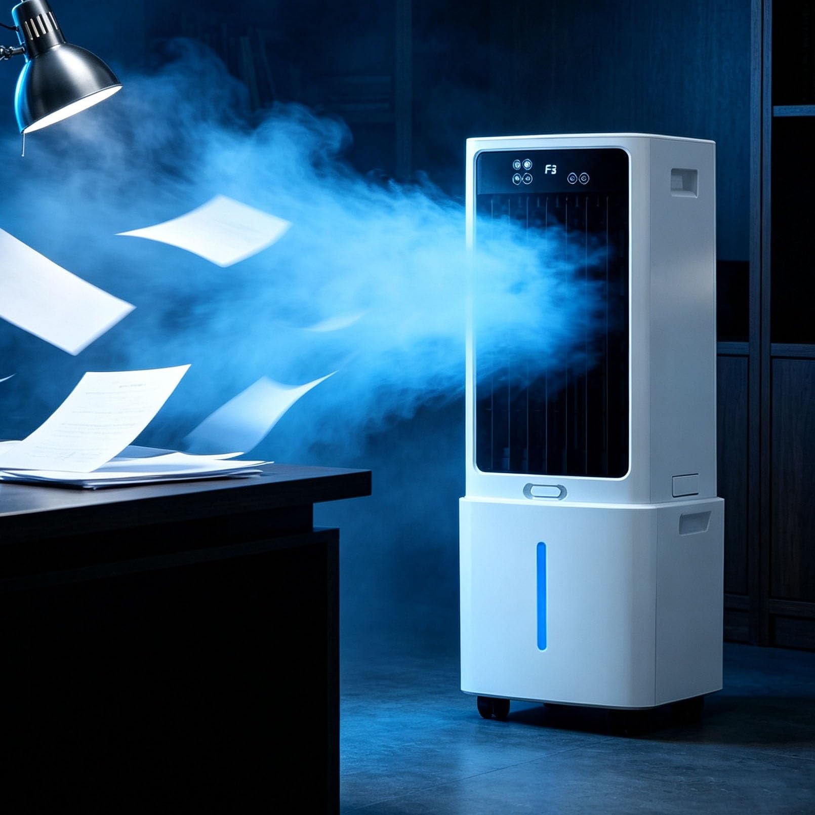 Lsoiup One Color Portable Air Conditioner Fan, Evaporative Air Cooler Fan With Remote, Space-Saving Low Energy Fan With 12L Tank 3 Speeds, 3 Modes, 12H Timer, Oscillating, Wheels For Home Bedroom Office