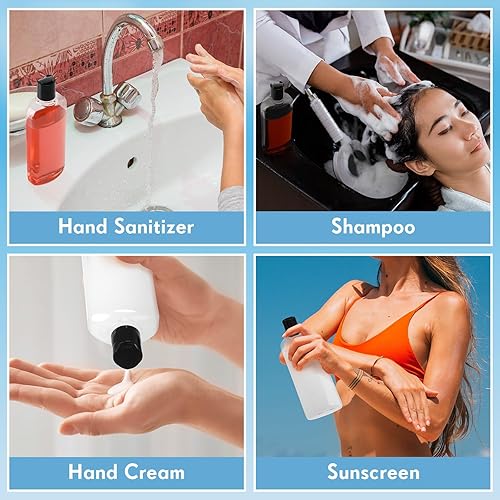 Miniatura 6 de Domensi 24 recipientes de plástico de 10 onzas con tapa de disco, botellas de viaje transparentes, reutilizables, vacíos, para artículos de tocador,